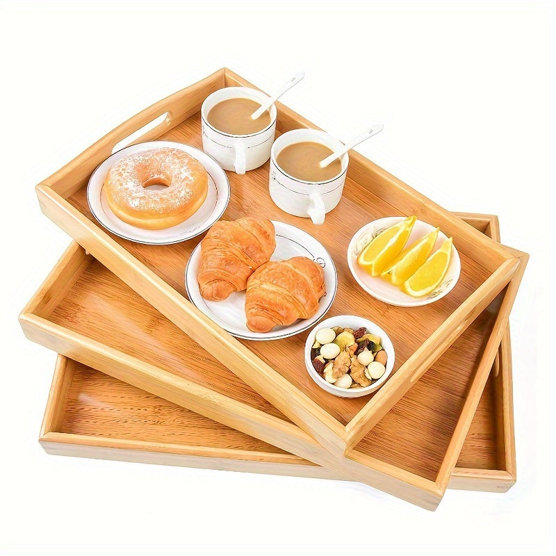 Bamboo Serving Trays Plates Food Trays With Handles Organizer