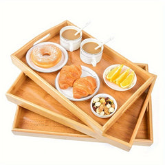 Bamboo Serving Trays Plates Food Trays With Handles Organizer