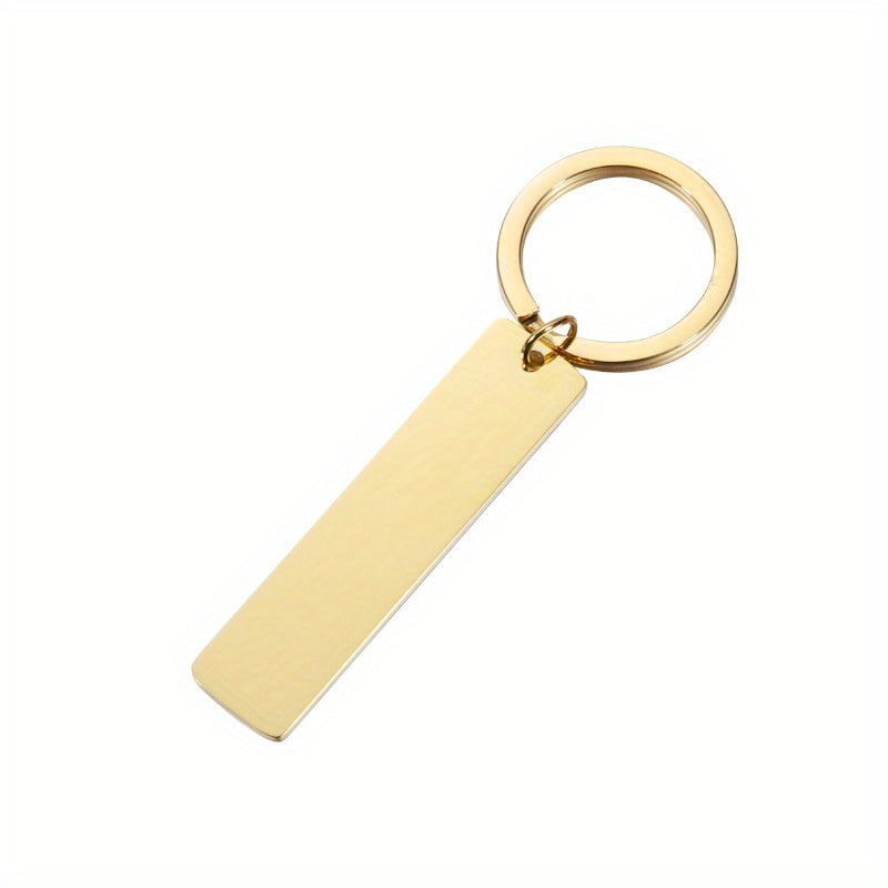 Engraved Words Name Date Steel Keychain for Men Women