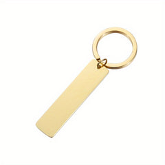 Engraved Words Name Date Steel Keychain for Men Women