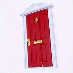 Vintage Golden Door with Red Paint Frame Dollhouse Accessory