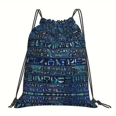 Ancient Egyptian Drawstring Bag Hieroglyphs School Beach Travel Pouch