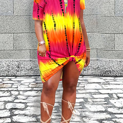 Casual Dress Women's Plus Tie Dye Tee Dress