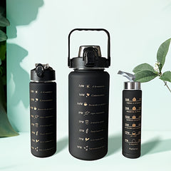 3pcs Portable Motivational Water Bottles with Scale for Outdoor Activities