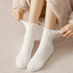 5 Pairs Fuzzy Socks Warm Mid Tube Women's Stockings & Hosiery