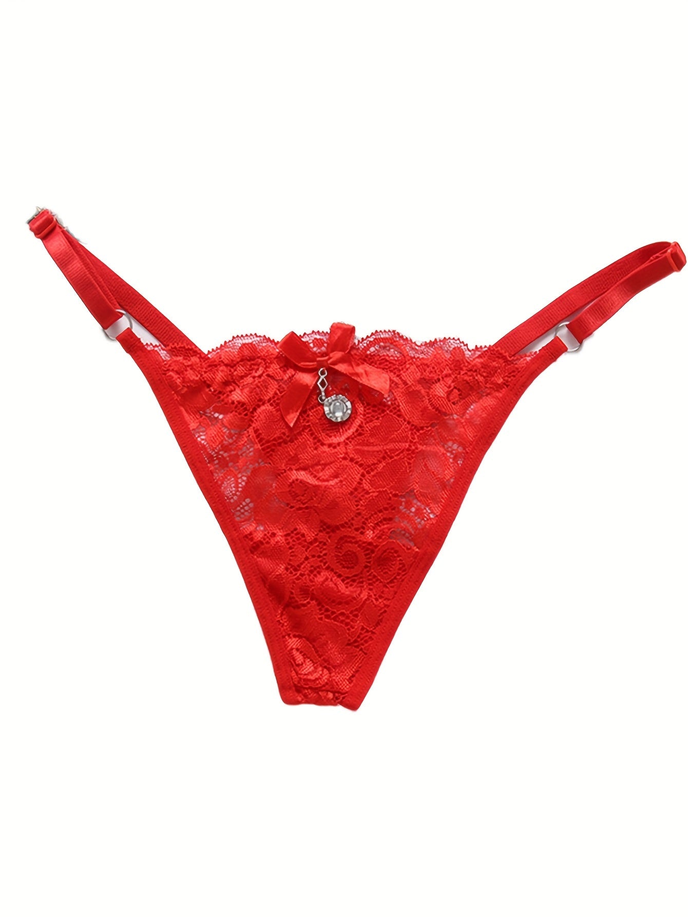 Floral Lace Thongs Cut Out Low Waist Bow Tie Panties