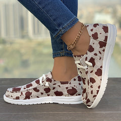 Cow Pattern Flat Boat Shoes Casual Versatile Wear Resistance Loafers Shoes
