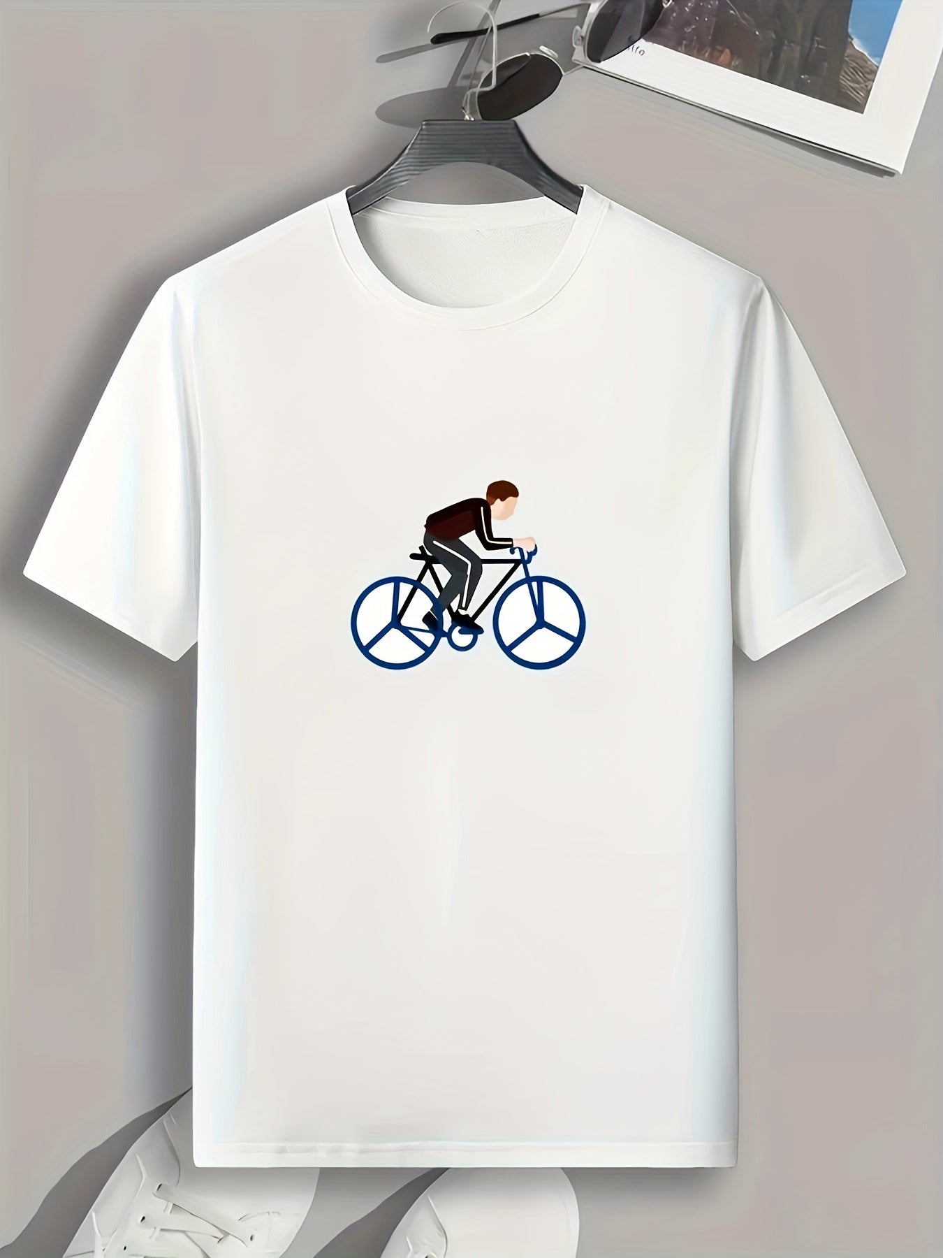 Cycling Boy Print Men's Comfy T-shirt for Outdoor Summer