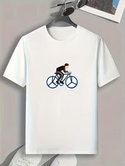 Cycling Boy Print Men's Comfy T-shirt for Outdoor Summer