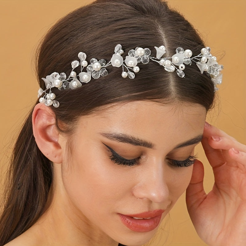 Crystal Faux Pearl Headband Tiara For Women
