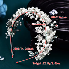 Bridal Headband with Rhinestones & Shell Flowers