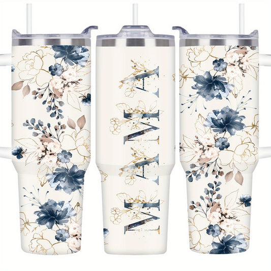 40oz Floral Stainless Steel Tumbler Insulated Coffee Mug