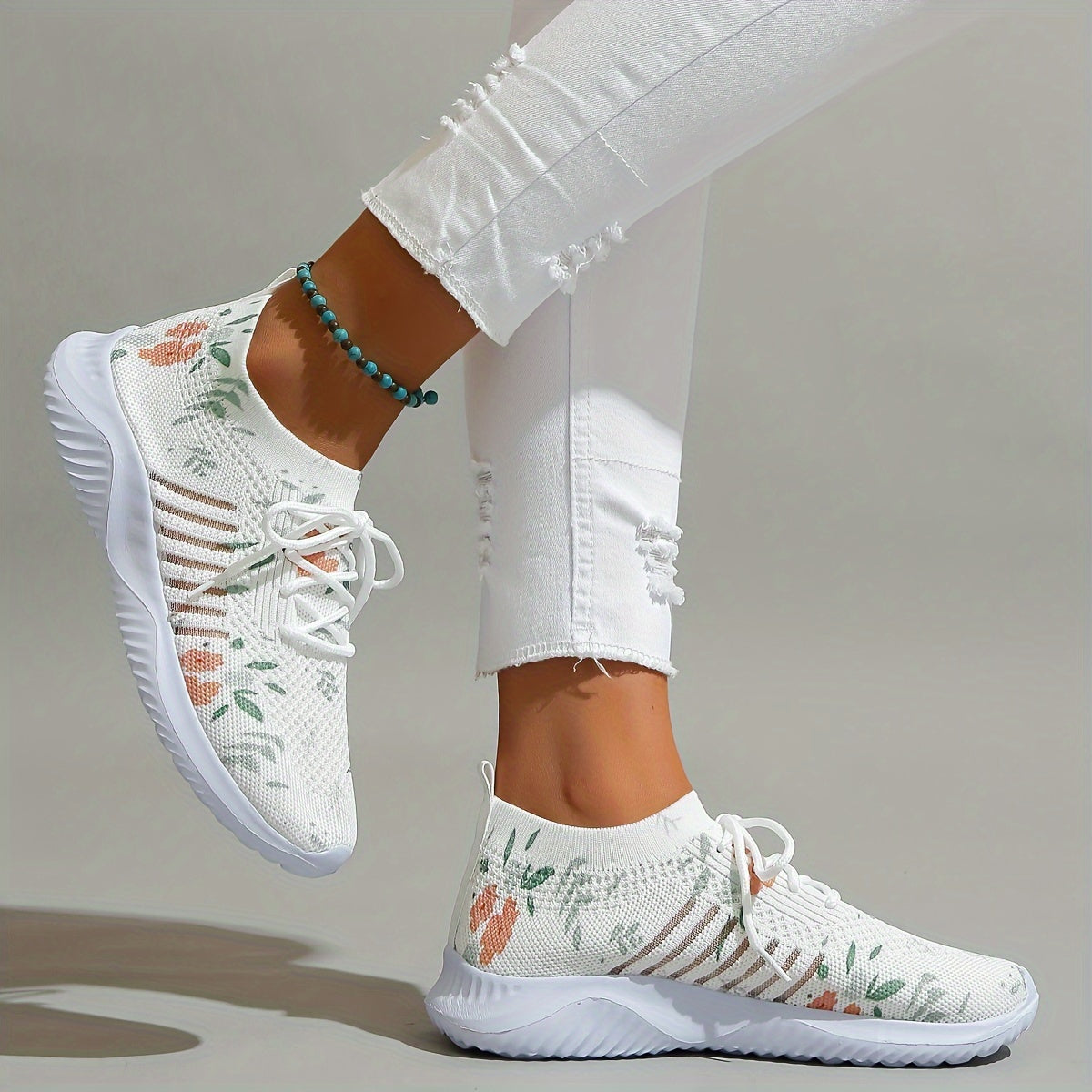 Graphic Print Mesh Breathable Woven Shoes Soft Sole Comfortable Non Slip Shoes