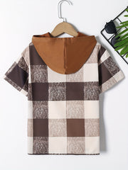 Boys Plaid Hooded Shirt Summer Kids Clothes