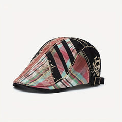 Handsome Punk Hat Mens Peaked Cap Plaid Sun Protection Baseball Cap