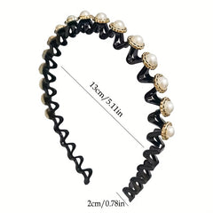 Faux Pearl Flower Hair Hoop Rhinestone Headband Hair Accessories Girls