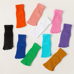 Kids Solid Cotton Comfortable Toe Socks Boys Girls Spring Summer