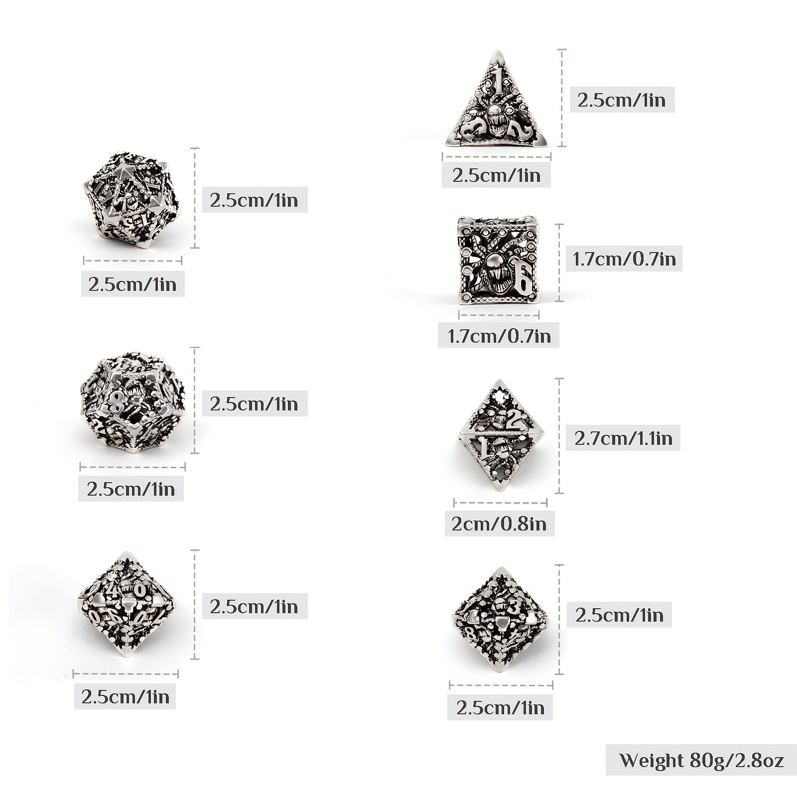 7pcs Silvery Octopus Metal Dices Set for RPG Board Game