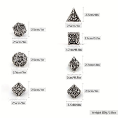 7pcs Silvery Octopus Metal Dices Set for RPG Board Game