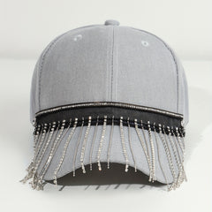 Tassel Hip Hop Baseball Cap Gray Y2K Sun Hat Sunscreen Dad Hats