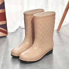 Women's Solid Rain Boots Medium Top Casual Outdoor Shoes