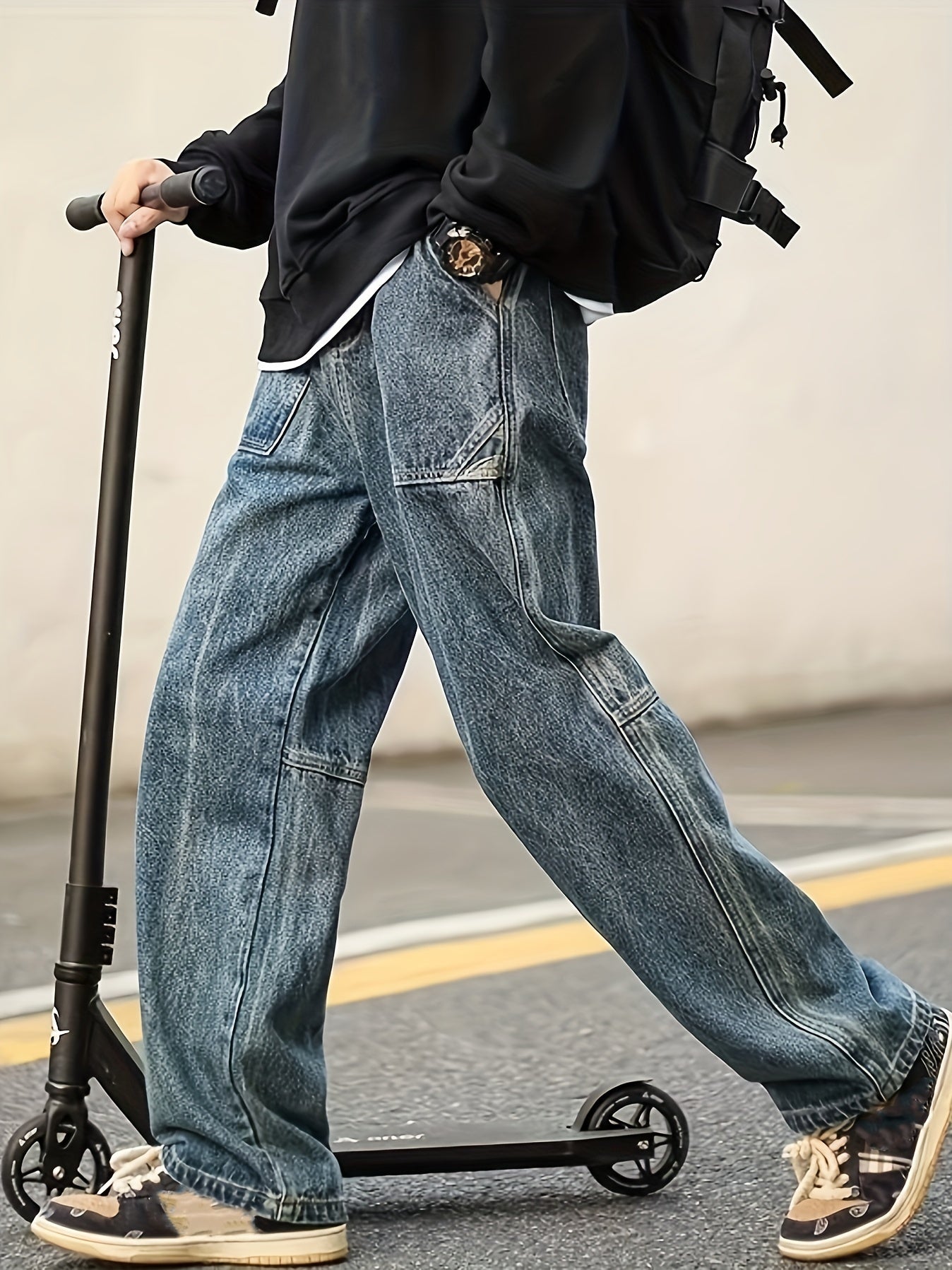 Men's Patchwork Denim Pants for Spring Summer