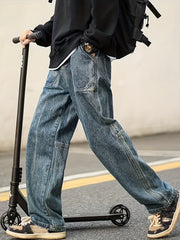 Men's Patchwork Denim Pants for Spring Summer