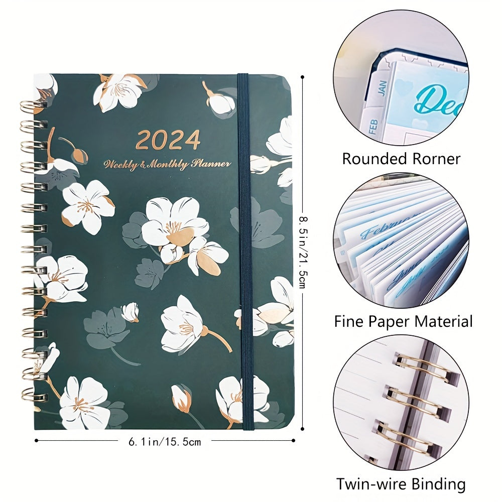 24 Years 12 Months Creative Flower A5 Weekly Plan Coil Book