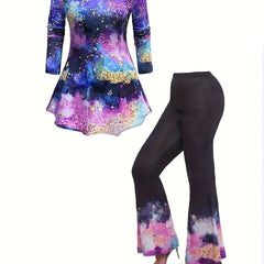 Plus Glitter Tie Dye Tee & Pants Set