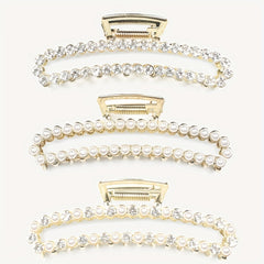 3pcs Pearl Rhinestone Claw Clips Hair Accessories for Girls