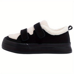 HUANQIU Women's Winter Skate Shoes Plush Inner Non slip Platform Sneakers