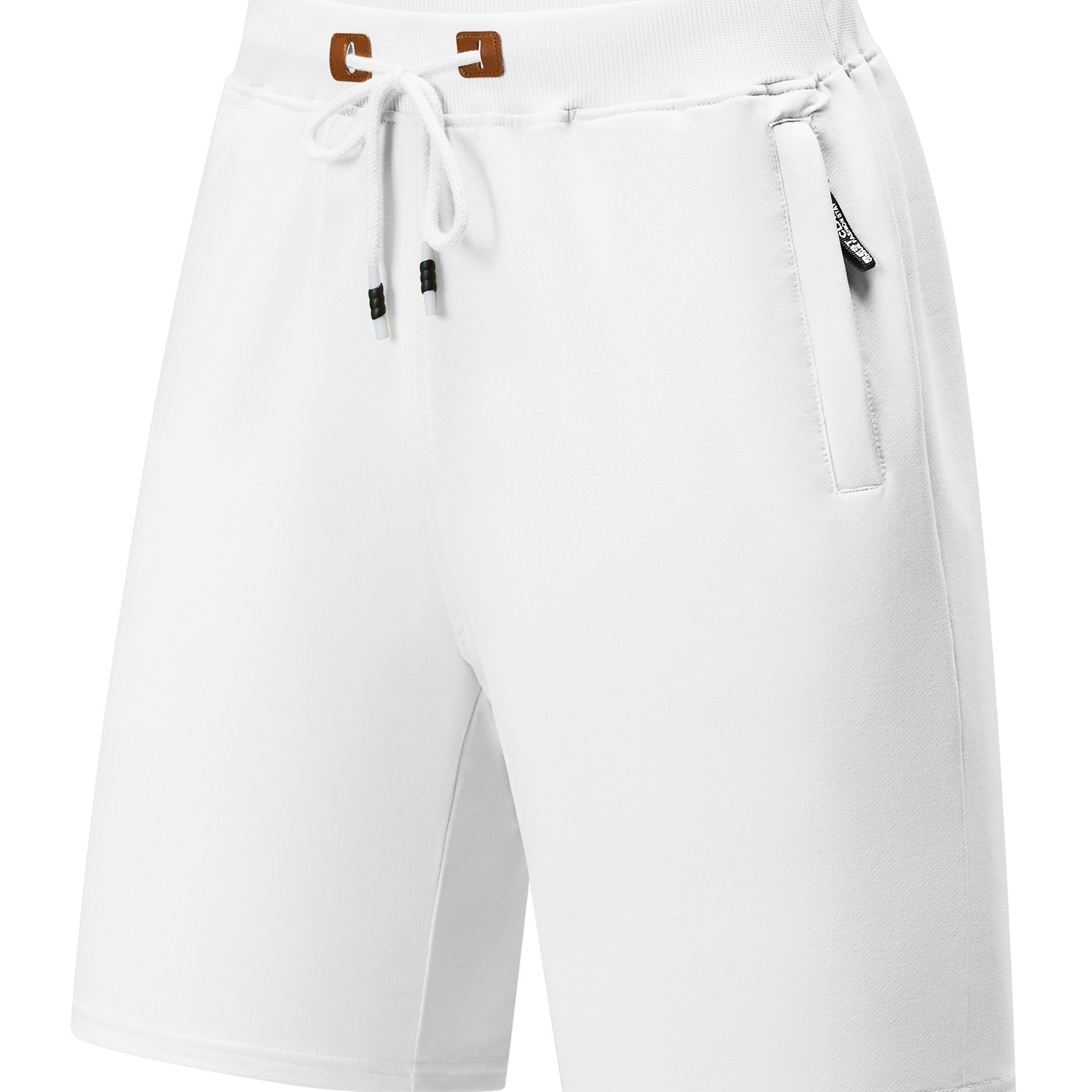 Men's Breathable Shorts Side Zipper Pockets Summer Drawstring Elastic Waist
