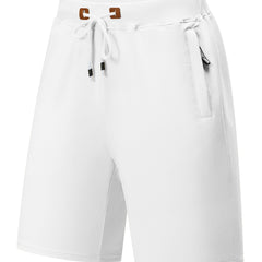 Men's Breathable Shorts Side Zipper Pockets Summer Drawstring Elastic Waist