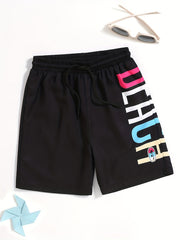 Boys Swim Trunks Elastic Waist Beach Pants BEACH Print Swim Shorts