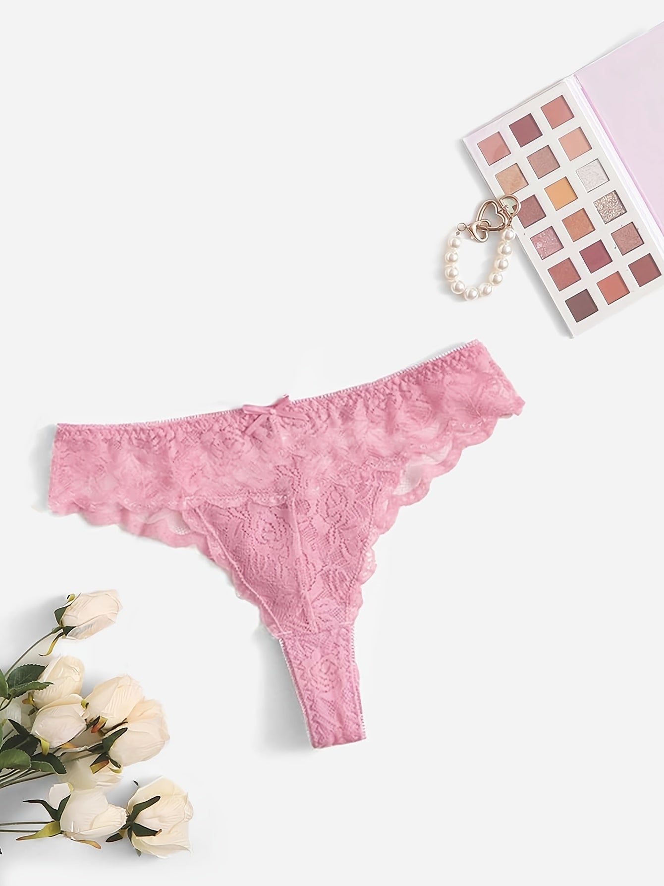 Sexy Lace Trim Low Waist Thongs Sheer Underwear