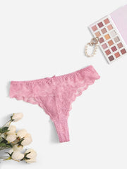 Sexy Lace Trim Low Waist Thongs Sheer Underwear