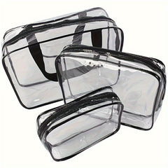 3pc Transparent Cosmetic Zipper Bags Waterproof Wash Bag Combo