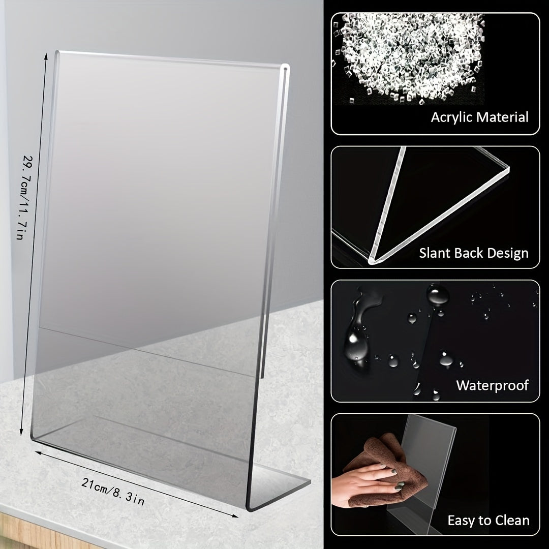Clear Slanted Back Acrylic Sign Holder 21.08cm x 29 - Tabletop Display Stand