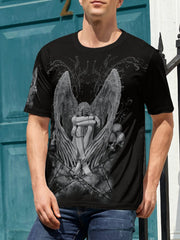 Skull Print Men's Graphic Crew Neck Active T shirt