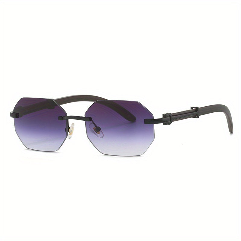Men's Rimless Sunglasses Polygon Metal Glasses for Summer