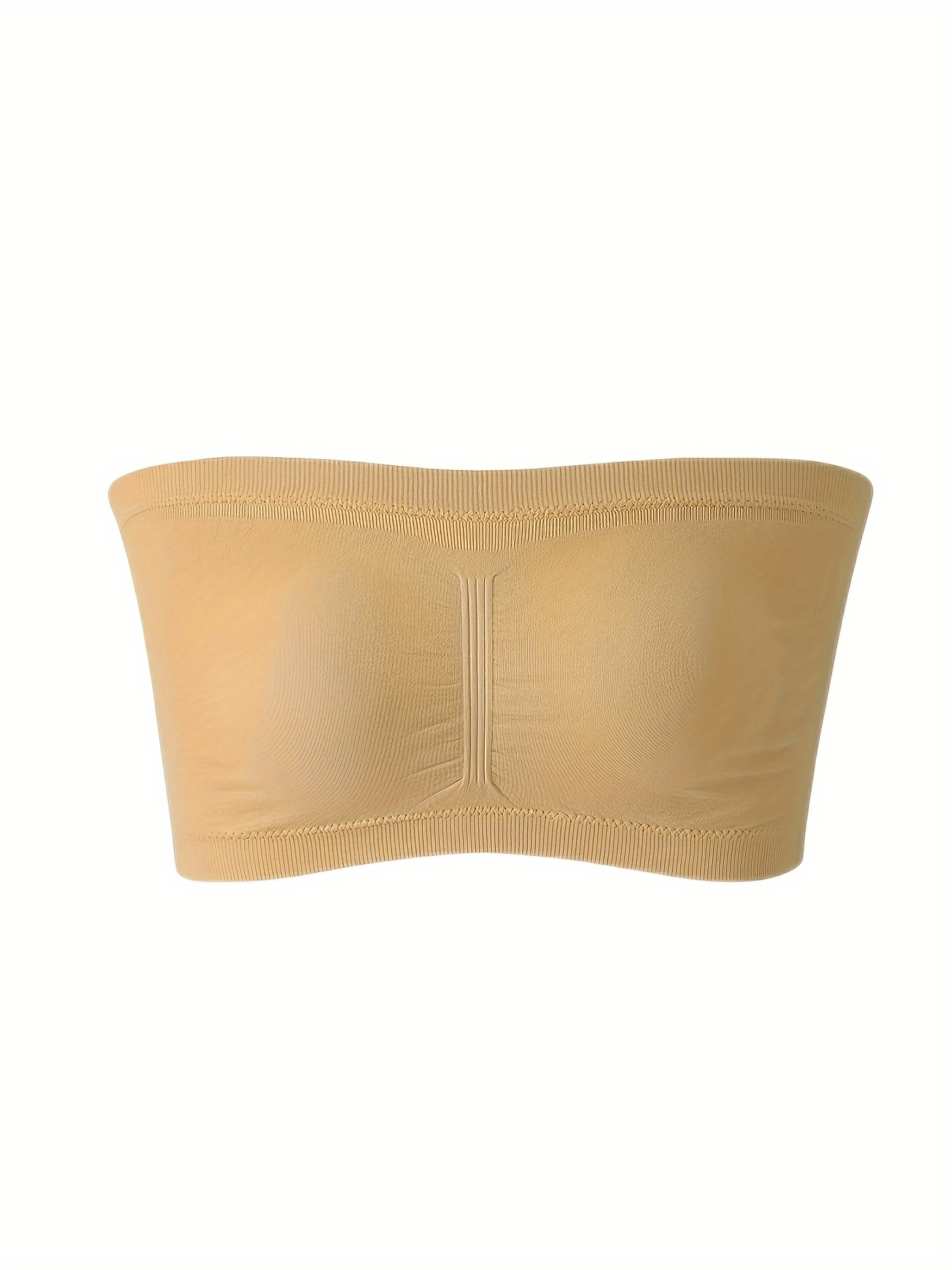 Plus Size Tube Bra Women's Solid Wireless Padded Bandeau Bra