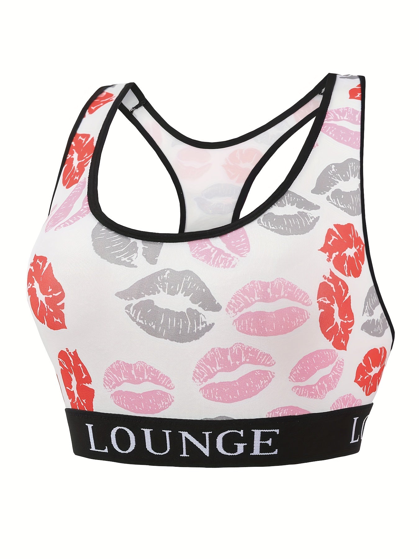 Sexy Bra Women's Plus Kiss Print Contrast Letter Tape
