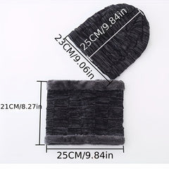 Mens Winter Beanie Hats Scarf Set Fleece Lined Warm Knitted & Scarf For Men