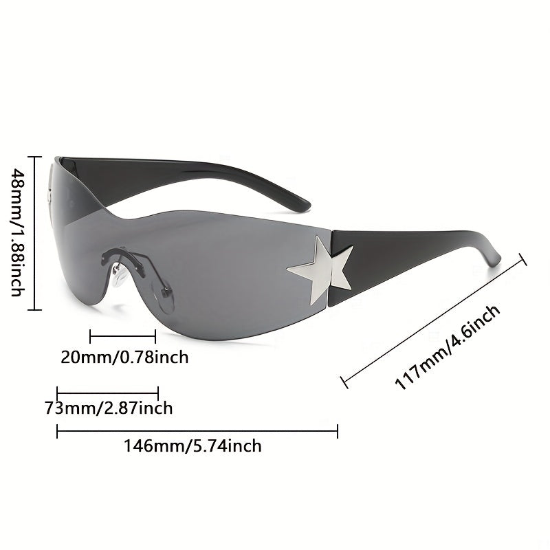 Y2K Rimless Sunglasses Star Gradient UV400