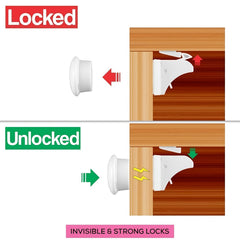 4 Pack Magnetic Cabinet Locks Easy Install Key Holders