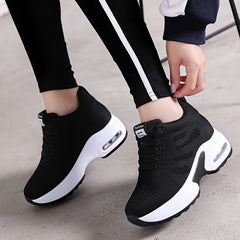 Women's Lightweight Mesh Sneakers Platform Low Top Lace Up Casual Shoes