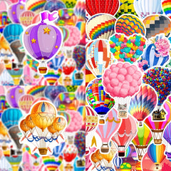 50pcs Rainbow Hot Air Balloon Stickers for Laptop Helmet Desktop