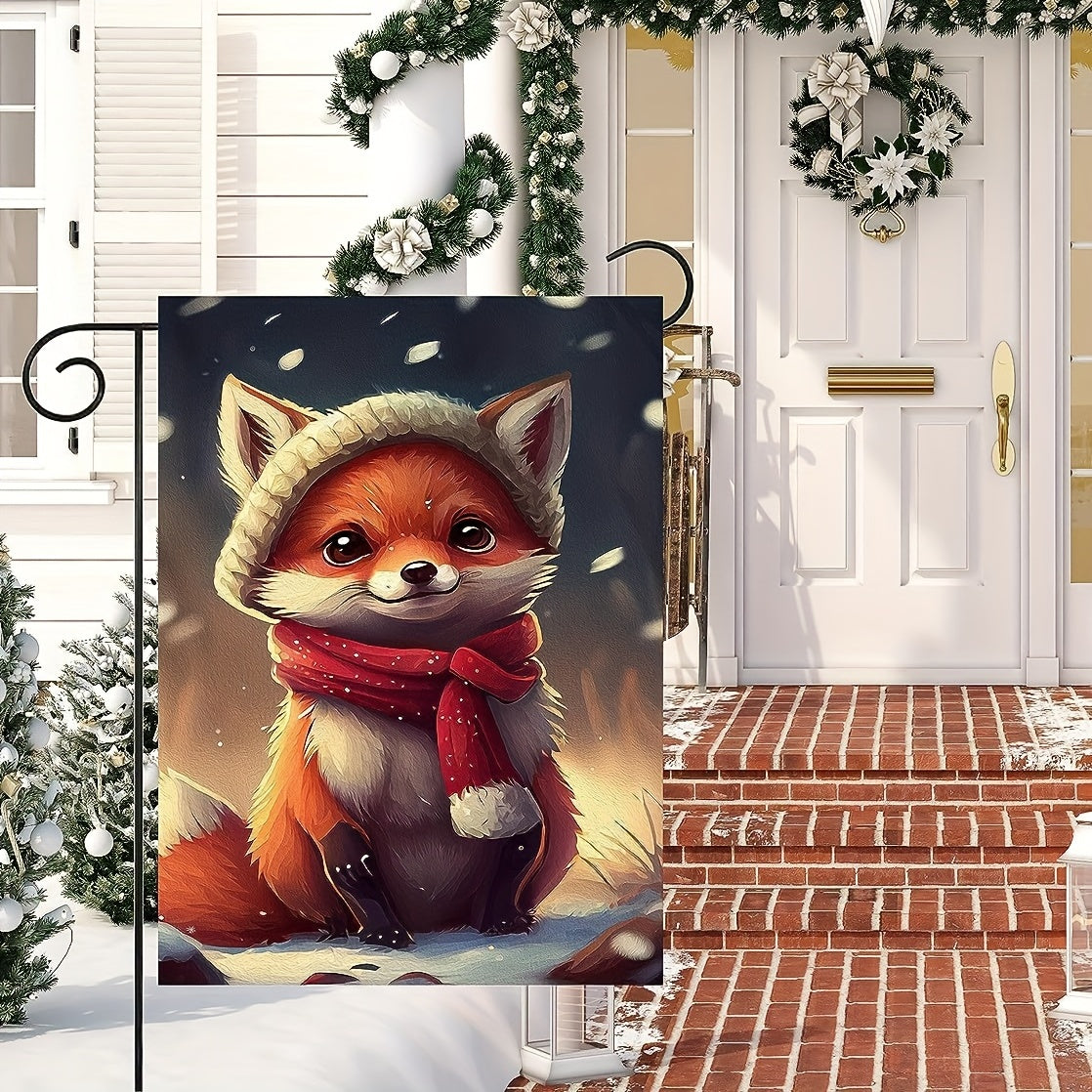 Winter Christmas Fox Garden Flag Double Sided Decor