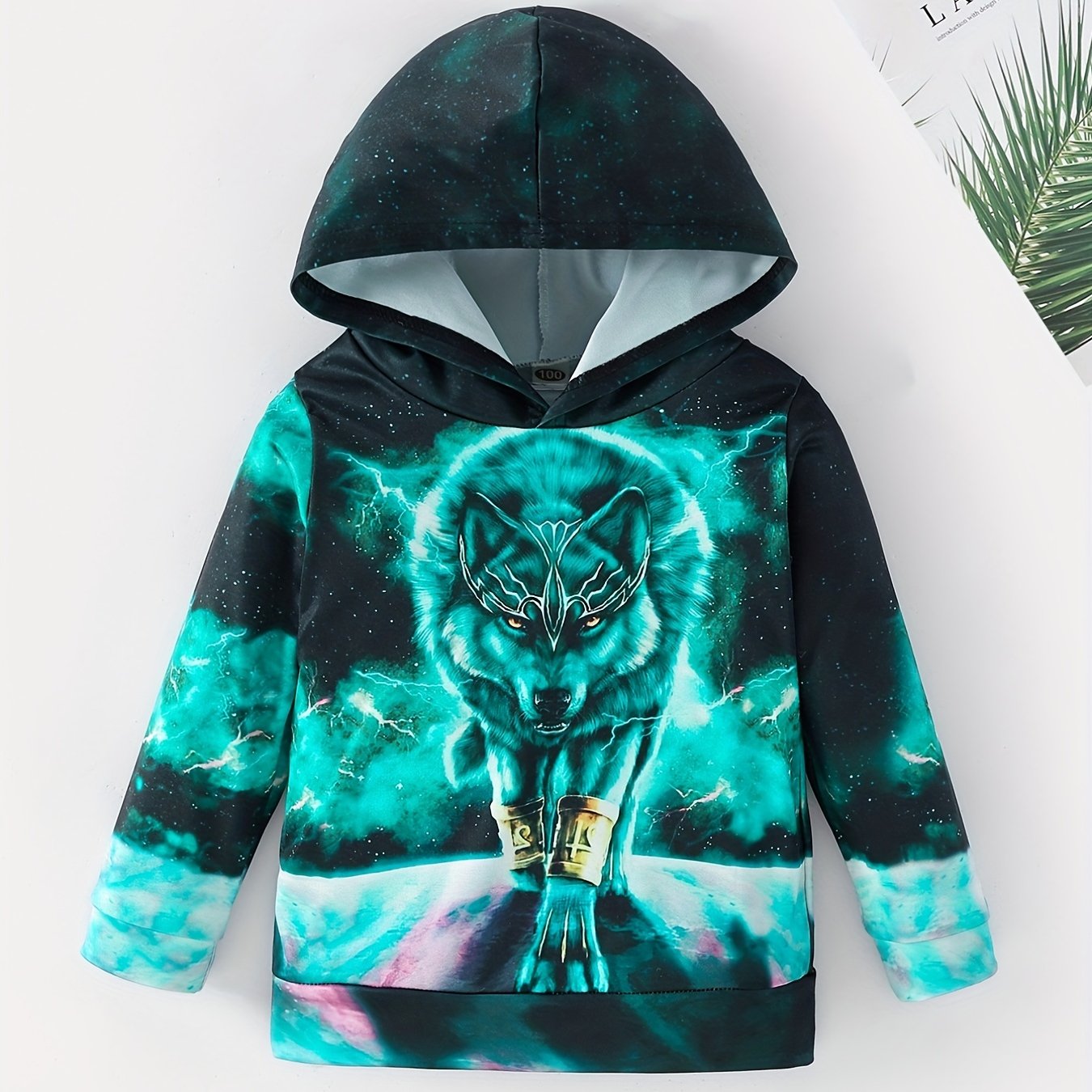 Boys Wolf Hooded Sweatshirt for Spring Autumn Winter