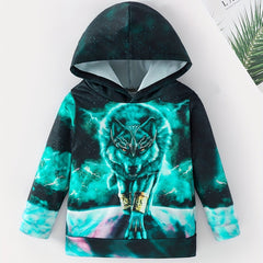 Boys Wolf Hooded Sweatshirt for Spring Autumn Winter